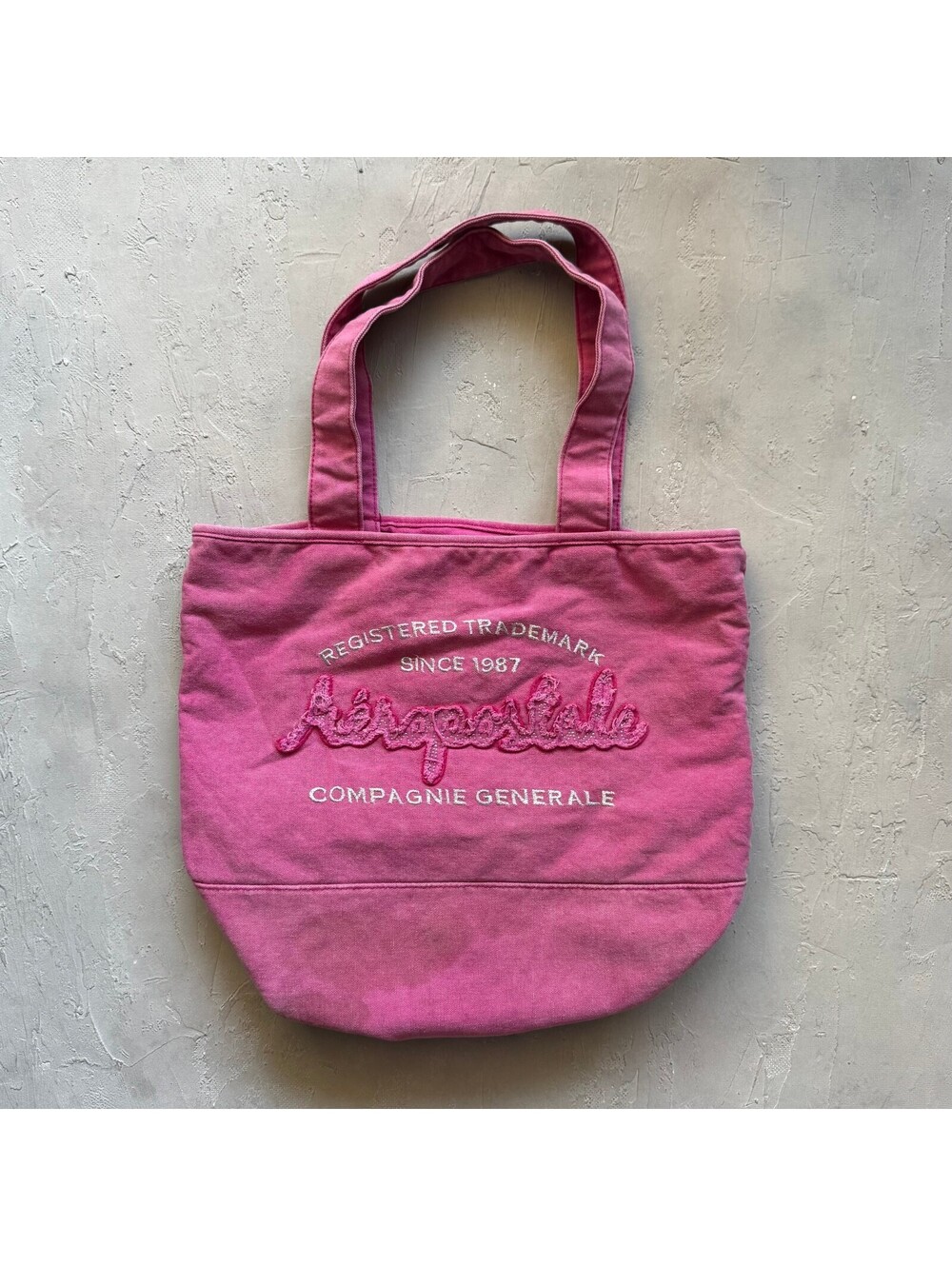Vintage 2000s Aeropostale Applique Pink Canvas Tote Bag